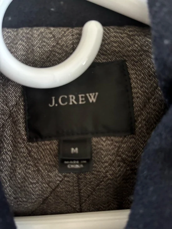 J. Crew Navy Jacket with Gray Herringbone Lining - Picture 2 of 4
